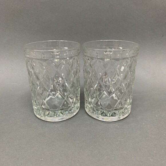 Paul Sebastian Inc. Diamond Glass Coffee Cups Mugs 4 3/8 High Lot of 2 - Picture 2 of 7